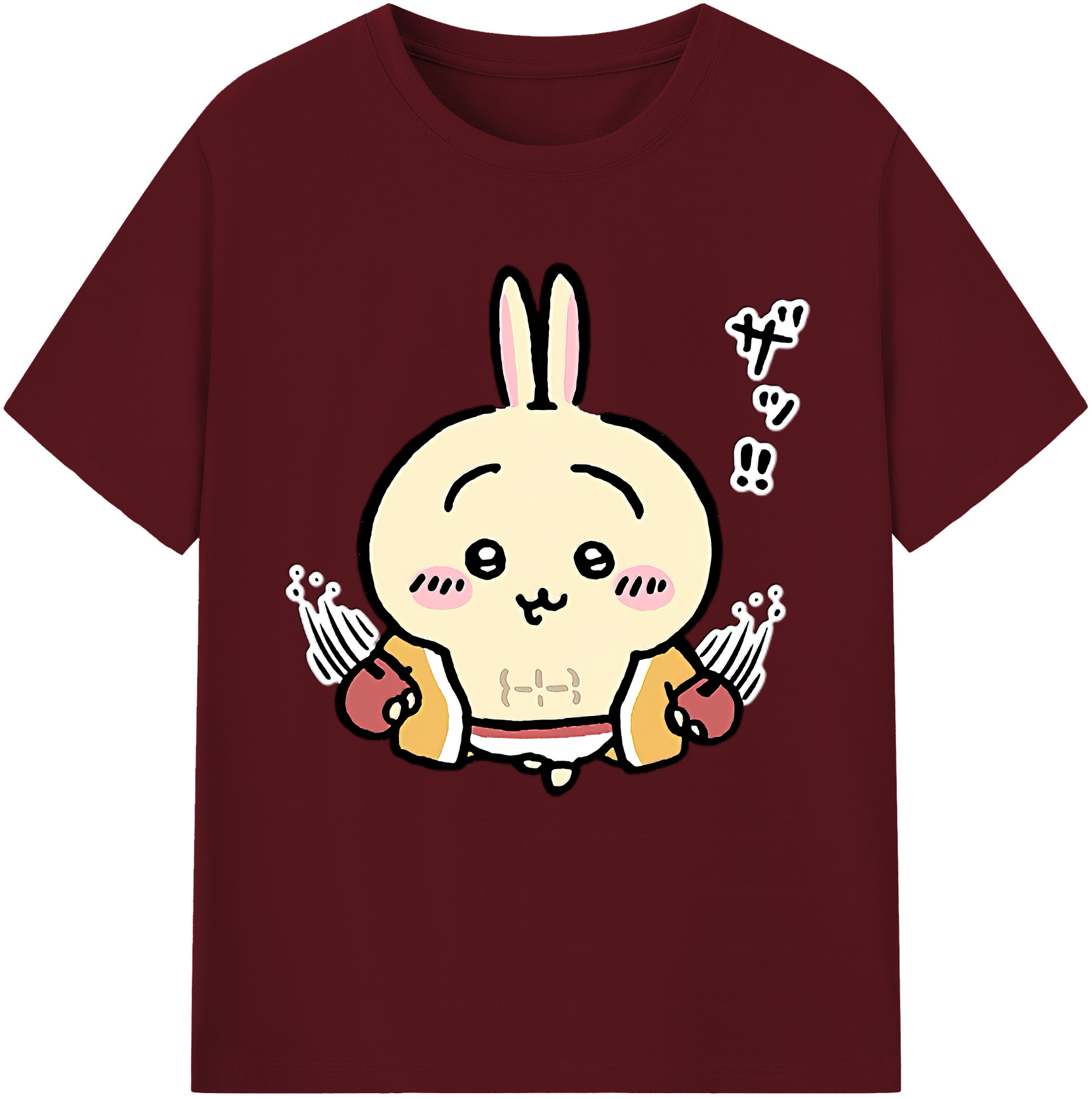 （画像用） ちいかわ うさぎ Chii-kawa usagi 綿100％半袖Tシャツ（フロントプリント）